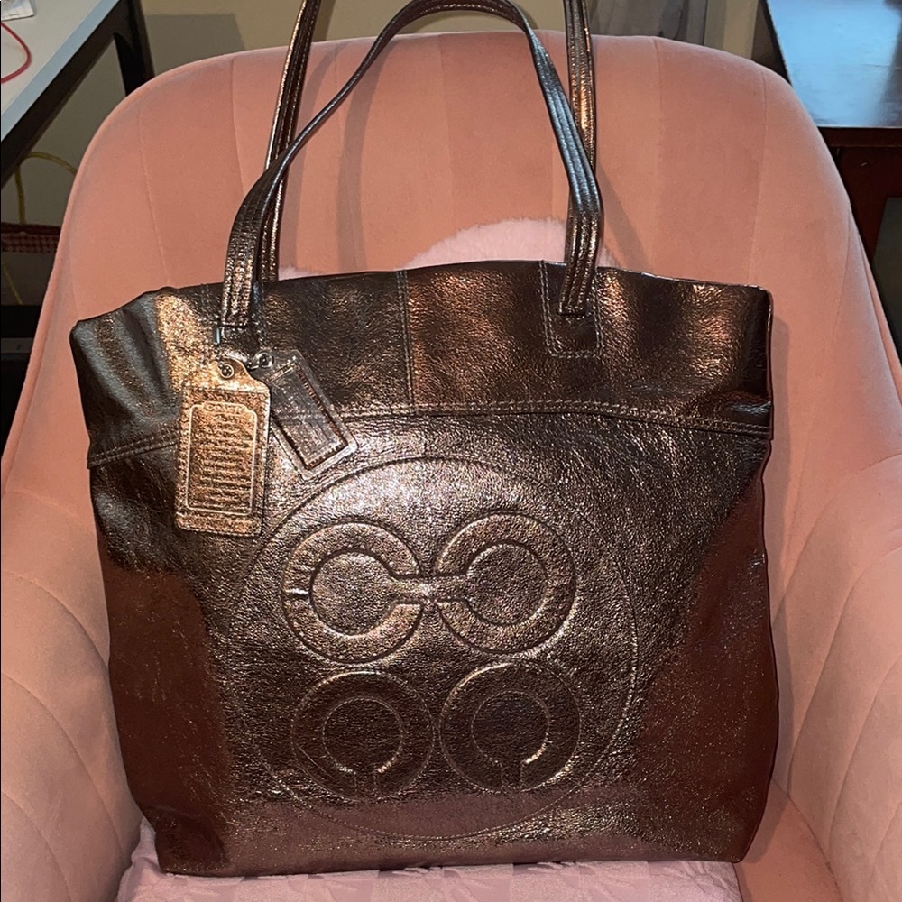 Coach Julia Perry Bronze Metallic Tote Bag